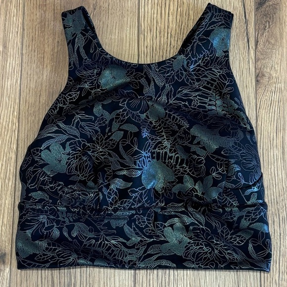 Lululemon Wunder Train Long Line Bra Size 2 Metallic Flower - Picture 1 of 5